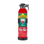 Red foam fire extinguisher with a black handle, labeled 750 ml, standing upright. (Informative image)