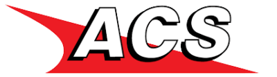 ACS logo featuring white letters 'ACS' with a red swoosh background.
